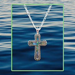 Abalone Stone Cross Necklace