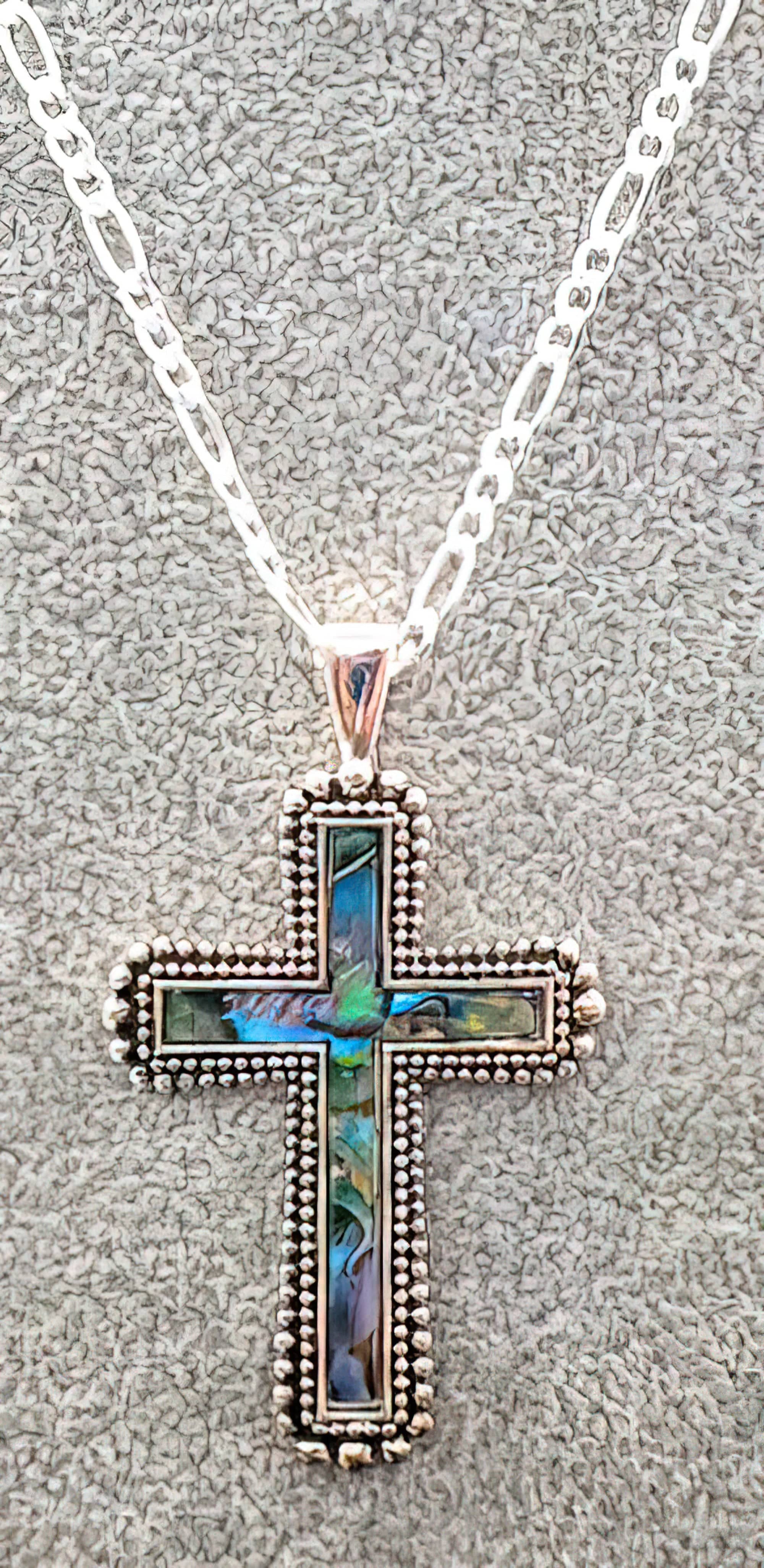 Abalone stone cross