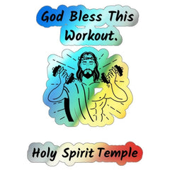 Holographic Die-cut Stickers "God Bless This Workout"