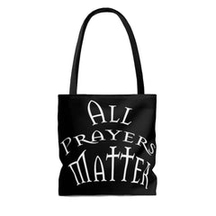 AOP Tote Bag Black "All Prayers Matter" in 3 Sizes