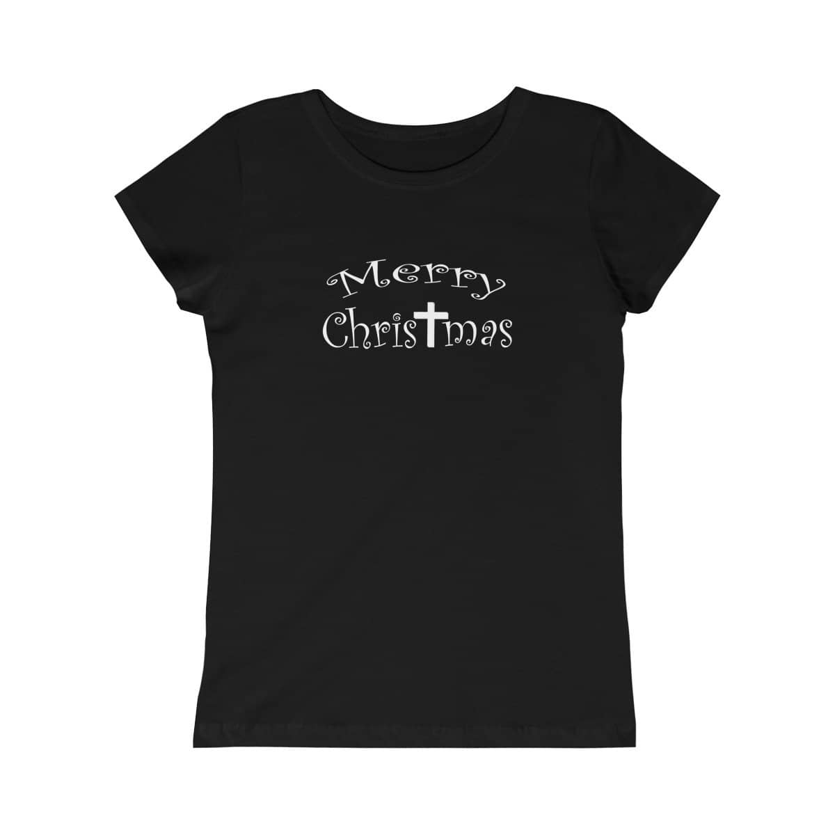 Girls Princess Tee "Merry Christmas" in 7 Colors and 5 Sizes (4339515490398)
