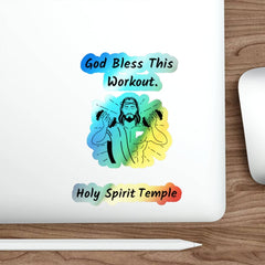 Holographic Die-cut Stickers "God Bless This Workout"