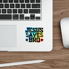 Holographic Die-cut Stickers "Jesus Saves Bro"
