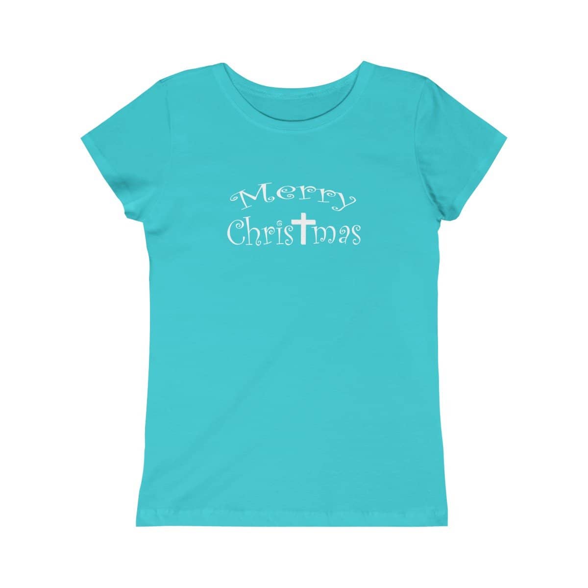 Girls Princess Tee "Merry Christmas" in 7 Colors and 5 Sizes (4339515490398)