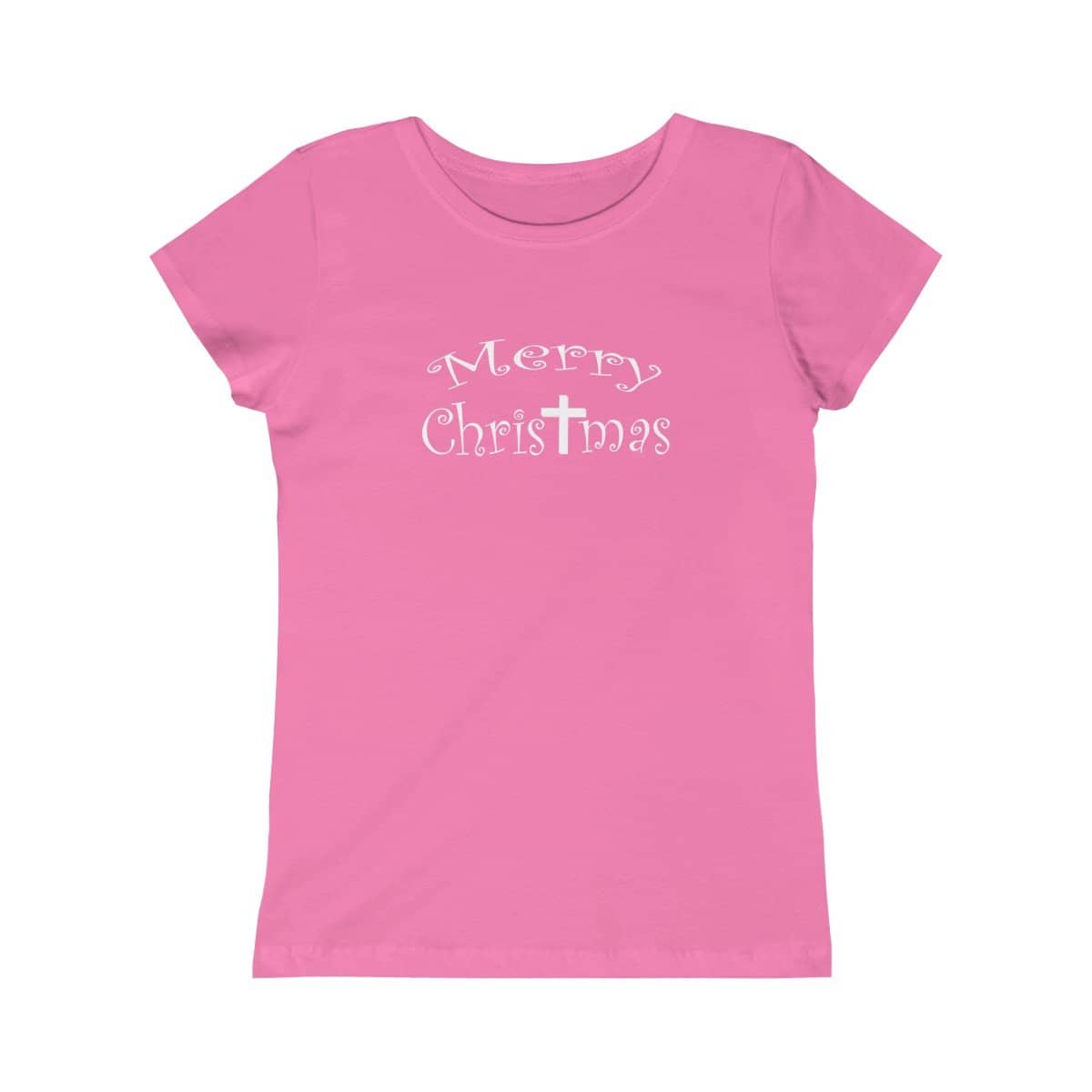 Girls Princess Tee "Merry Christmas" in 7 Colors and 5 Sizes (4339515490398)