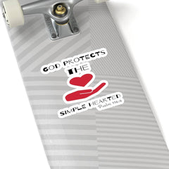 Kiss-Cut Stickers "God Protects the Simple Hearted" White or Transparent Background in 4 Sizes (3506861310052)