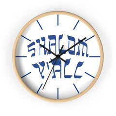 Wall Clock "Shalom Y'all" blue font