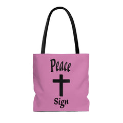 AOP Tote Bag "Peace Sign" in Pink in 3 Sizes
