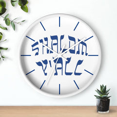 Wall Clock "Shalom Y'all" blue font