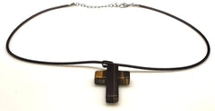 Tigers Eye Gemstone Cross Necklace 1.6 inch Cross Free Shipping (4381817700446)