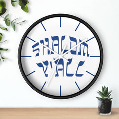 Wall Clock "Shalom Y'all" blue font
