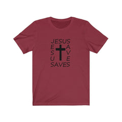 Bella & Canvas 3001 T-Shirt Jesus Saves in 14 Colors and 7 Sizes Cardinal / XS T-Shirt (3342719811684)