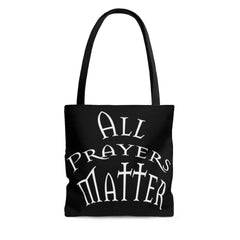 AOP Tote Bag Black "All Prayers Matter" in 3 Sizes