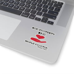 Kiss-Cut Stickers "God Protects the Simple Hearted" White or Transparent Background in 4 Sizes (3506861310052)