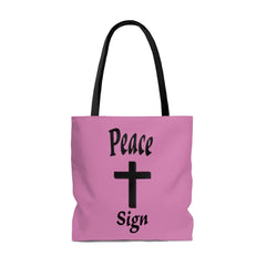 AOP Tote Bag "Peace Sign" in Pink in 3 Sizes