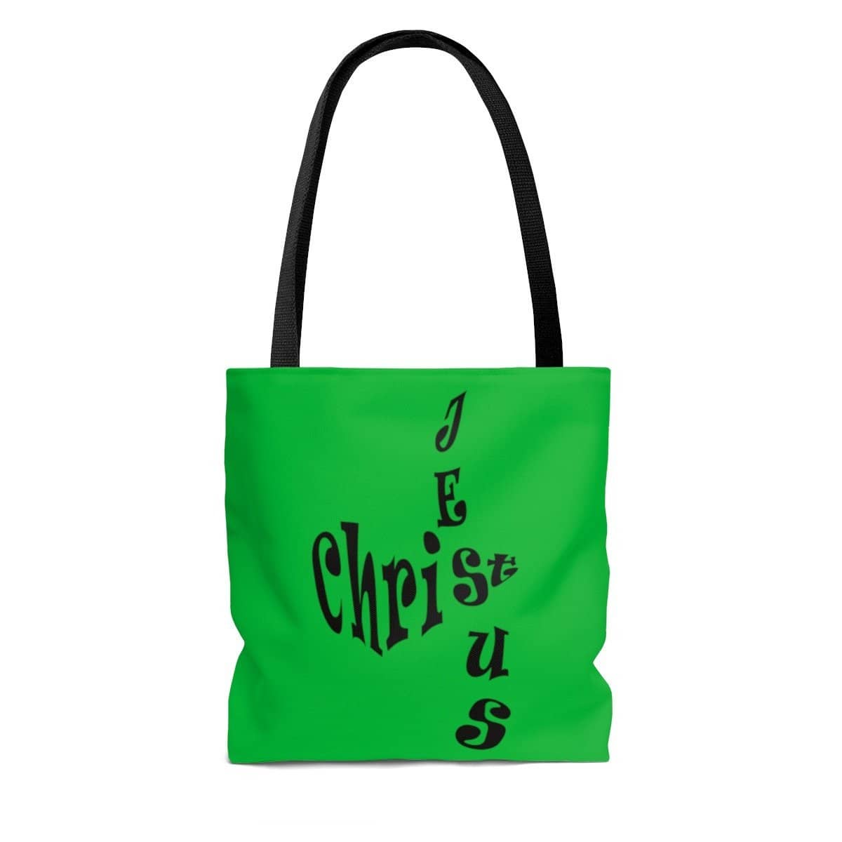 AOP Tote Bag "Jesus Christ" in Christmas Green in 3 Sizes (3556835950692)