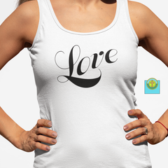 Women's Ideal Racerback Tank "Love" black font