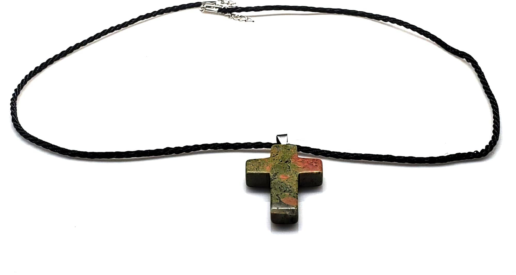 Heliotrope Gemstone Cross Necklace 1.6 inch Cross Free Shipping (4377283592286)