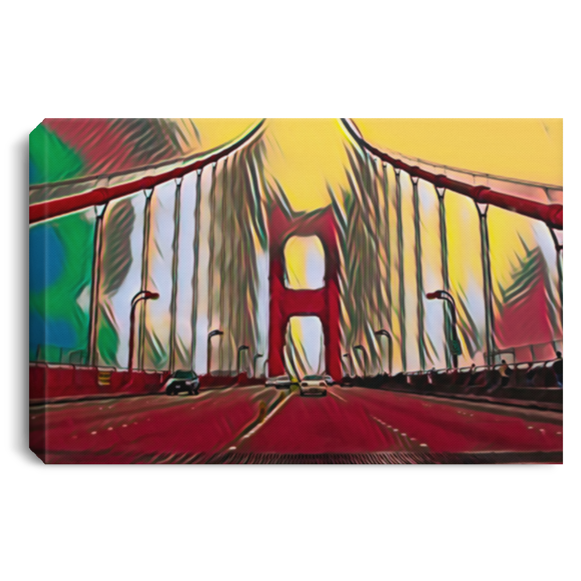 Canvas Print Digital Art Golden Gate Bridge (Red Theme) White / 12 x 8 Canvas Print (2103276208228)