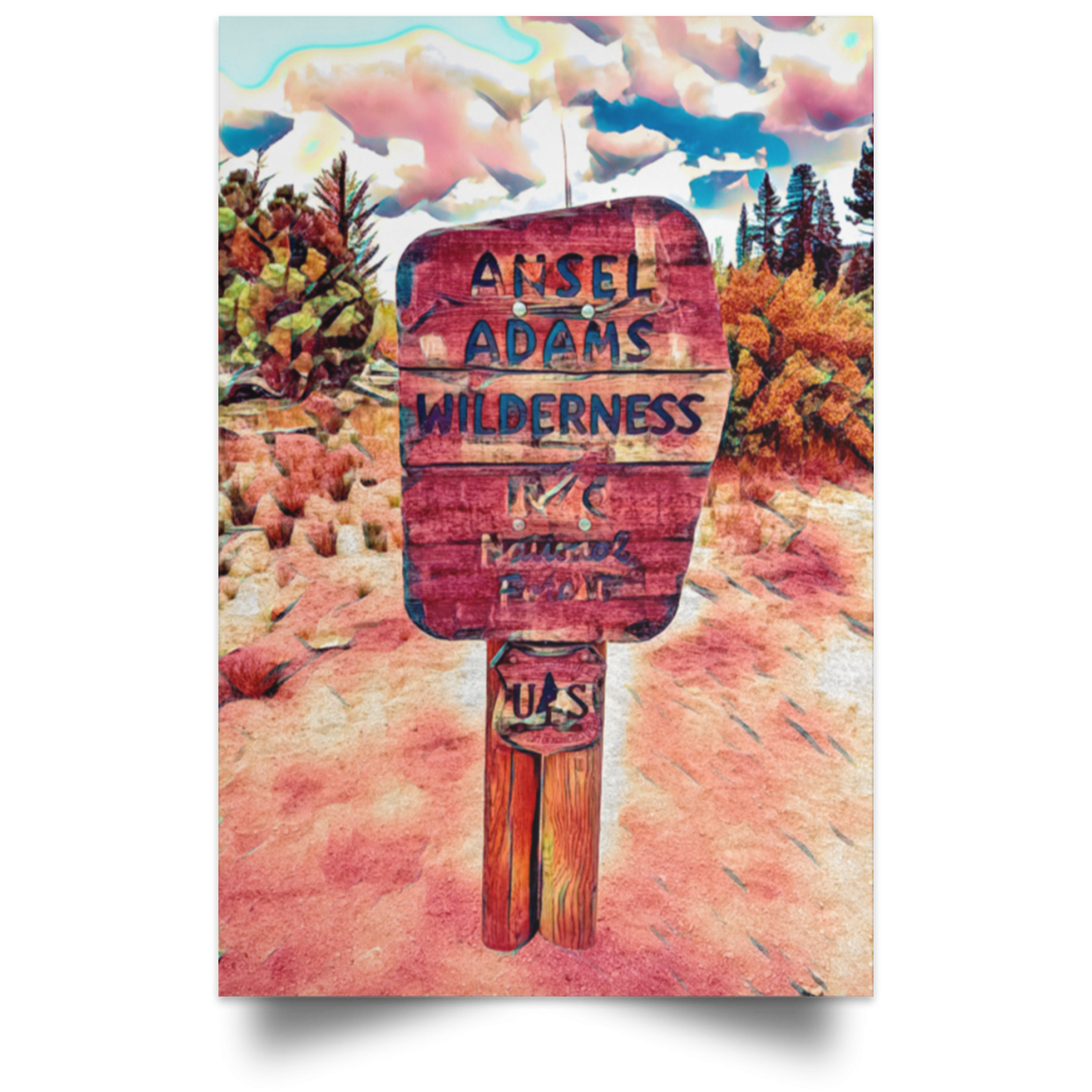 Satin Portrait Poster Ansel Adams Wilderness Area (Southwest theme) White / 12 x 18 Poster (2201589776484)