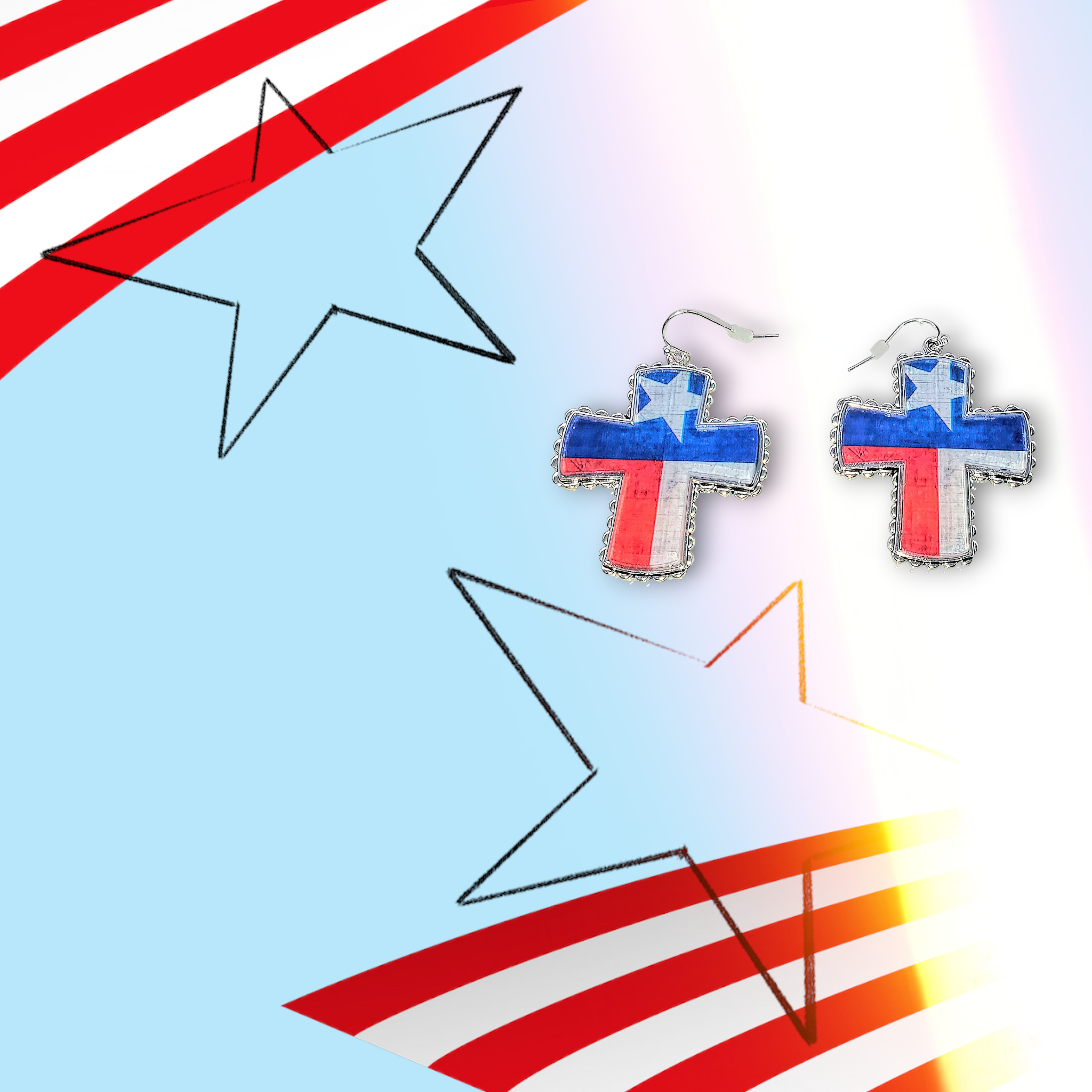 Flag Cross Earrings