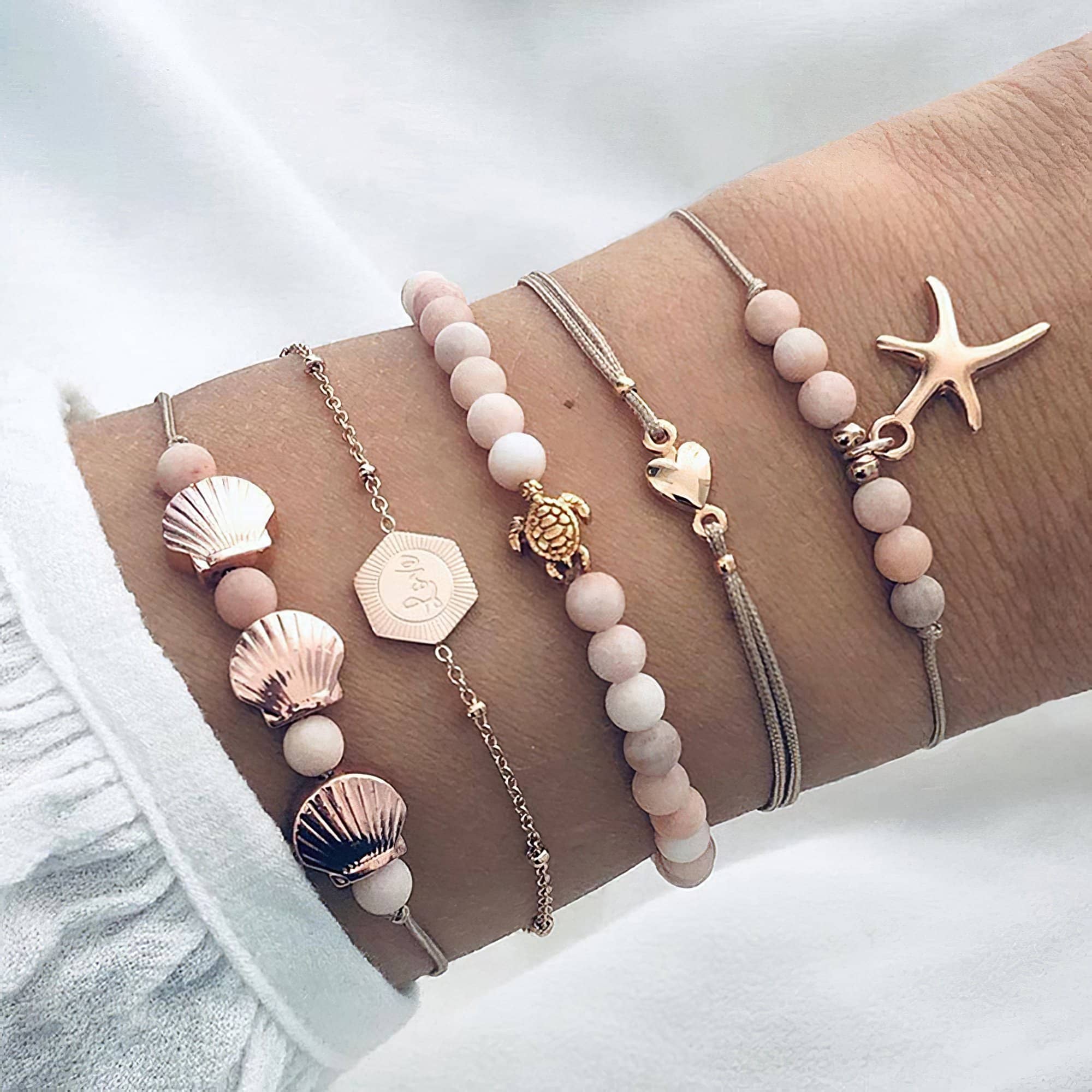 Multi Layer Bracelet "Love Starfish Shell Turtle" Free shipping! (4421489492062)