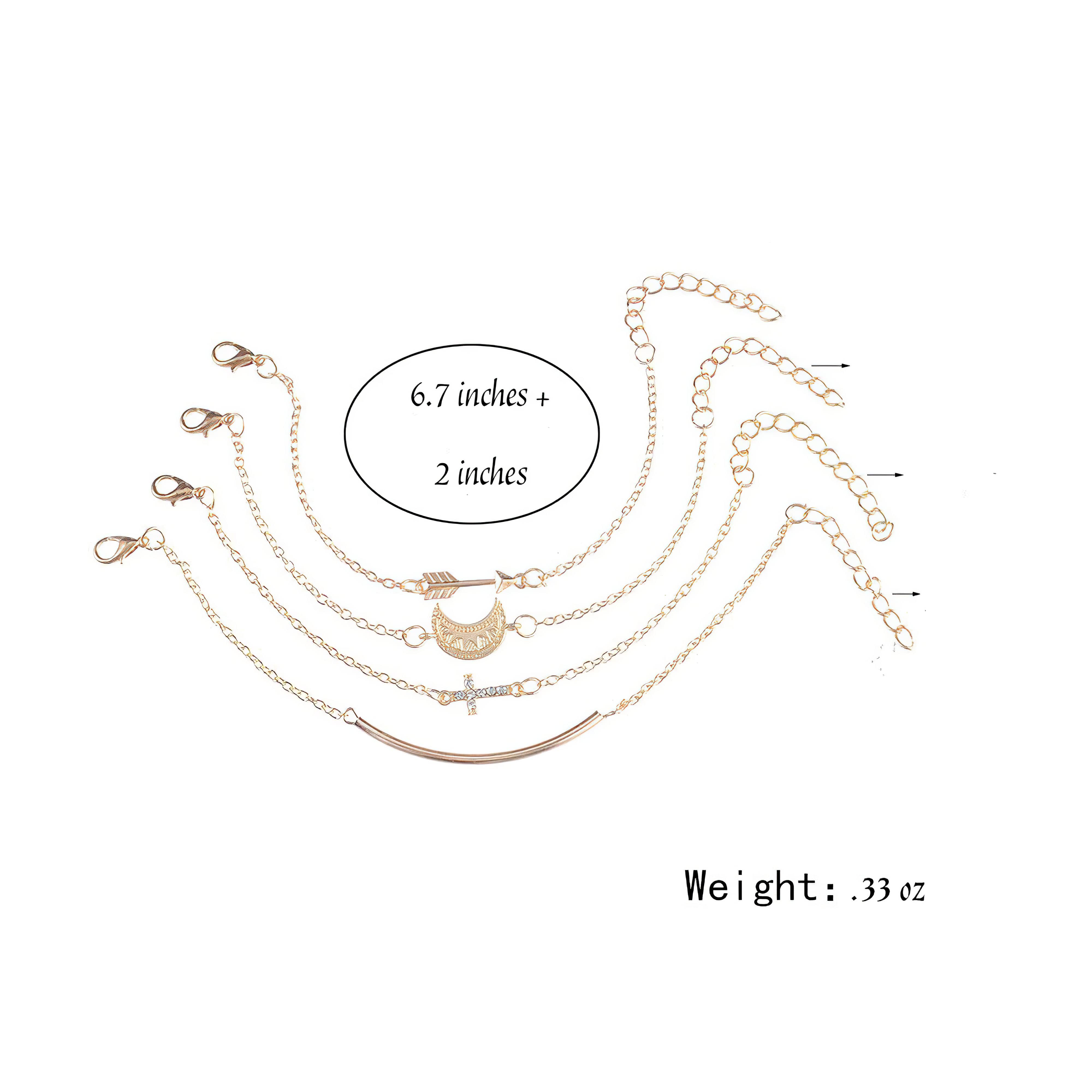 Multi Layer Bracelet "Cross Moon Arrow" Free Shipping (4420536991838)