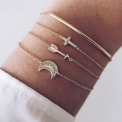 Multi Layer Bracelet "Cross Moon Arrow" Free Shipping (4420536991838)