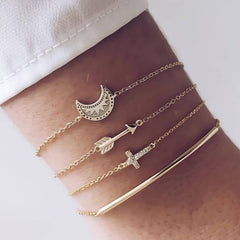 Multi Layer Bracelet "Cross Moon Arrow" Free Shipping (4420536991838)