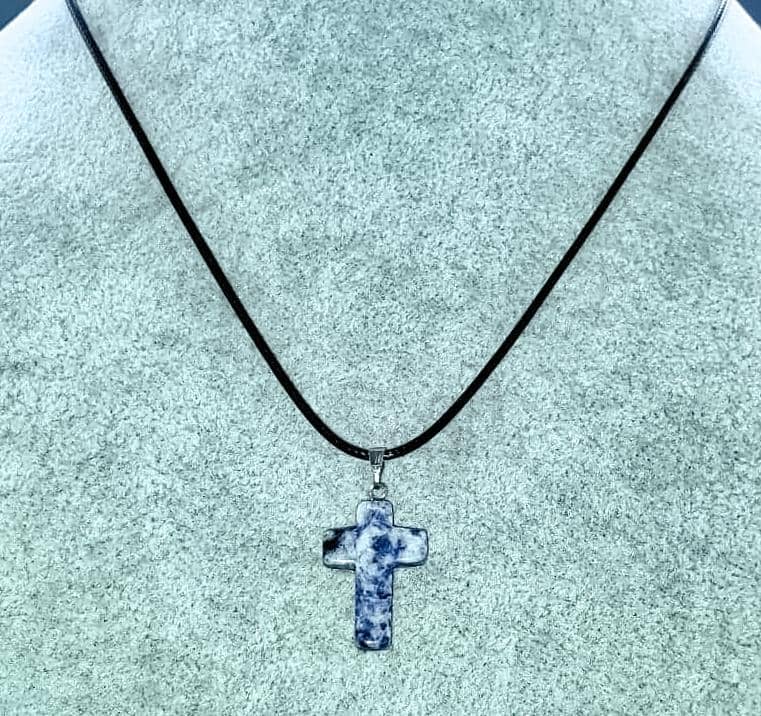 Sodalite Gemstone Cross Necklace (6082985001152)