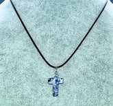 Sodalite Gemstone Cross Necklace (6082985001152)