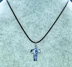 Sodalite Gemstone Cross Necklace (6082985001152)