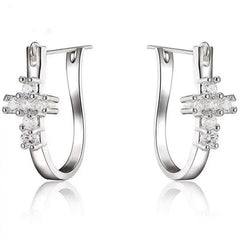 Silver Hoop Earrings with Crystal Cross  (cubic zirconia) My Righteous Apparel