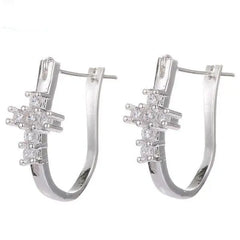 Silver Hoop Earrings with Crystal Cross  (cubic zirconia) My Righteous Apparel