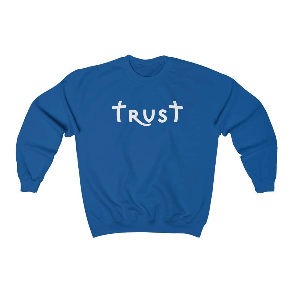 Heavy Blend™ Crewneck Sweatshirt "Trust" white font (4752275112030)