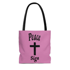 AOP Tote Bag "Peace Sign" in Pink in 3 Sizes