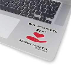 Kiss-Cut Stickers "God Protects the Simple Hearted" White or Transparent Background in 4 Sizes (3506861310052)