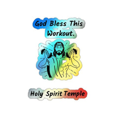 Holographic Die-cut Stickers "God Bless This Workout"