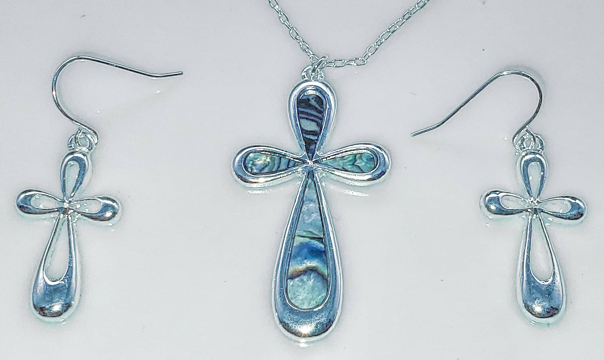 Abalone Cross Necklace and Earring Set