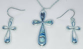 Abalone Cross Necklace and Earring Set