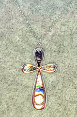 Abalone Cross Necklace and Earring Set