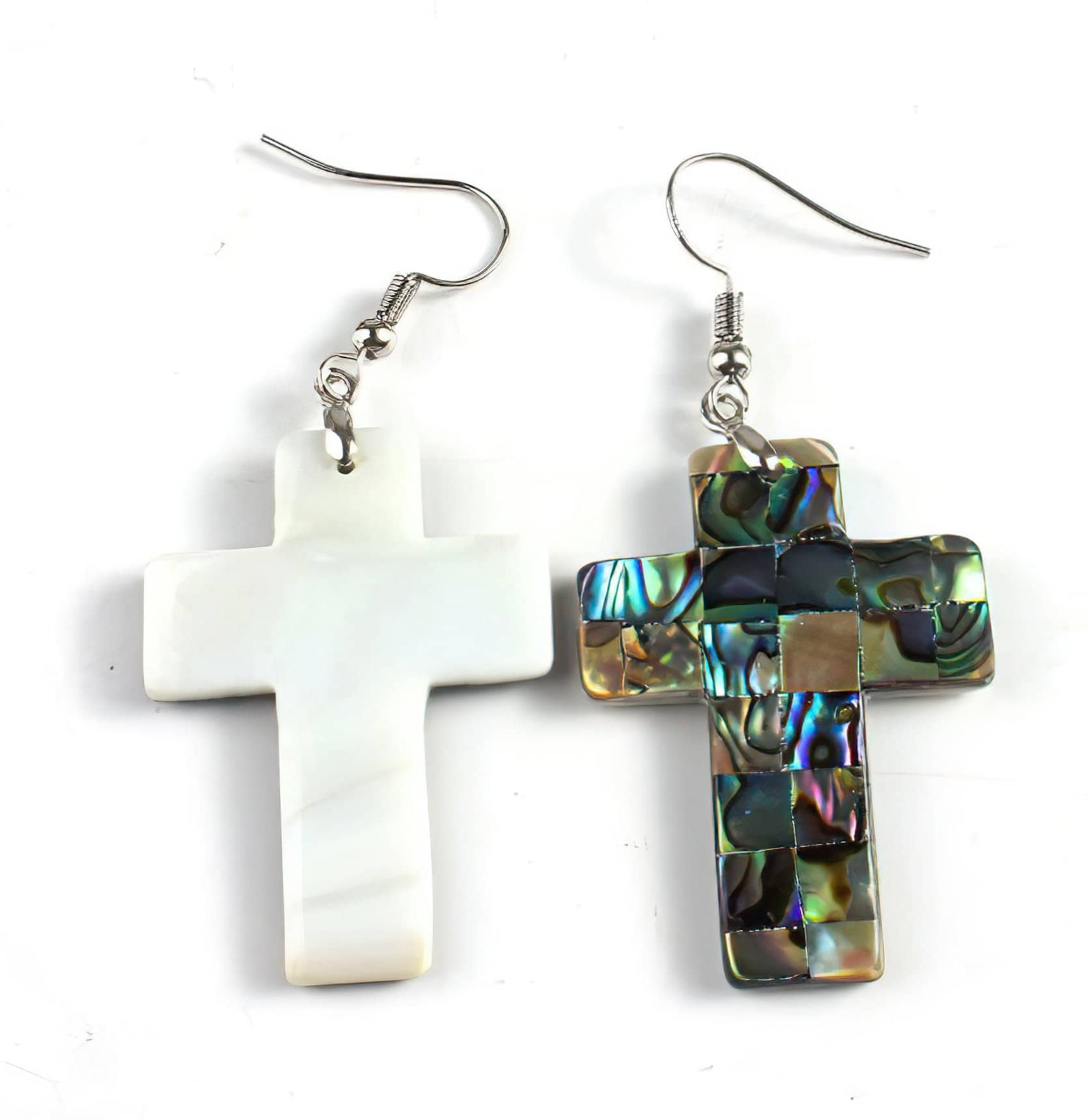 Abalone Cross Earrings (4484417126494)