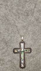 Abalone Stone Cross Necklace