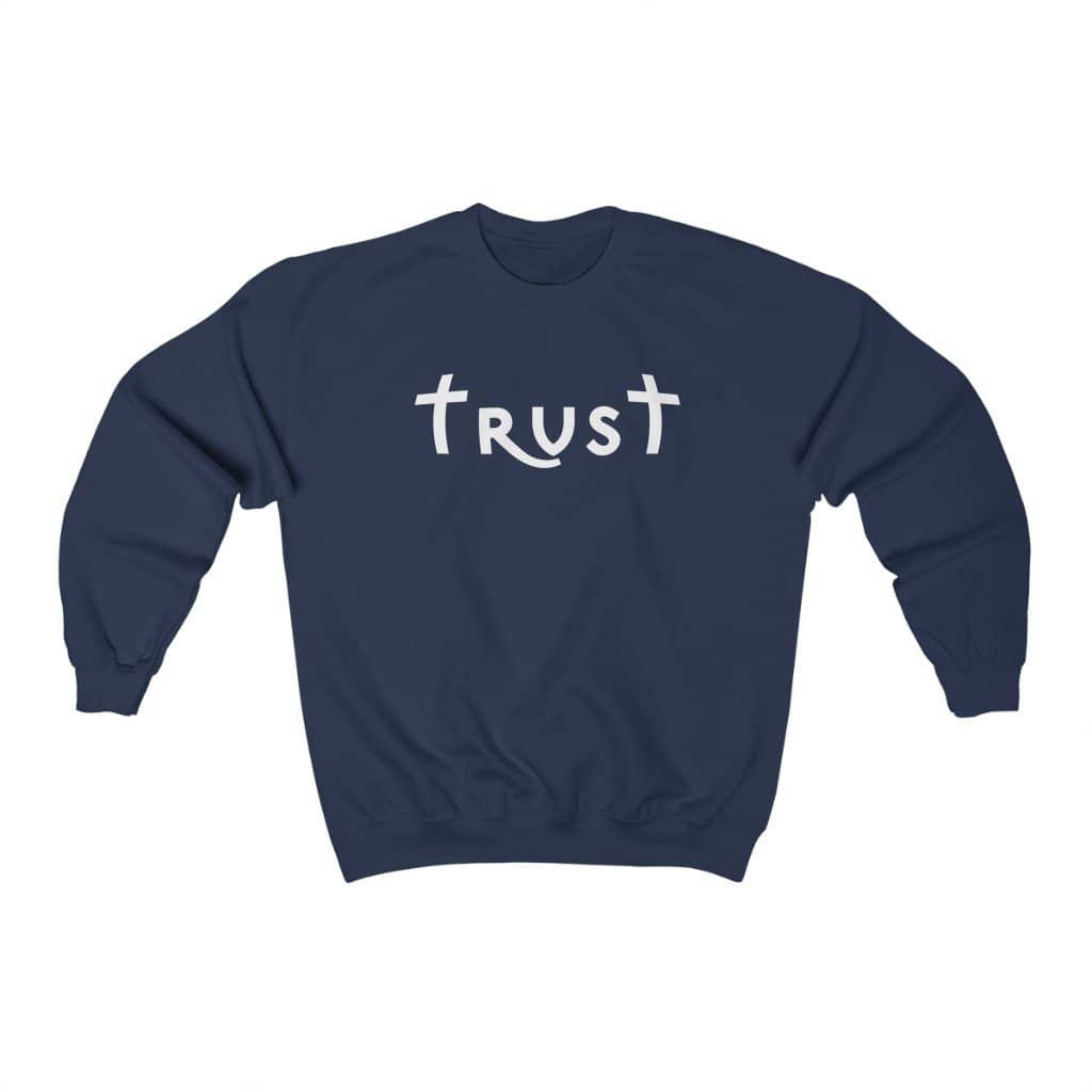 Heavy Blend™ Crewneck Sweatshirt "Trust" white font (4752275112030)