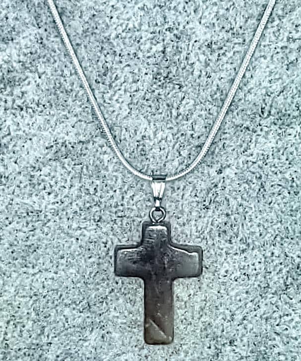 Agate Gemstone Cross Necklace (6083869114560)