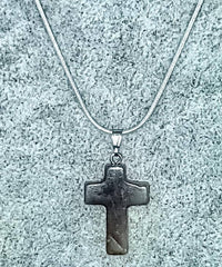 Agate Gemstone Cross Necklace (6083869114560)