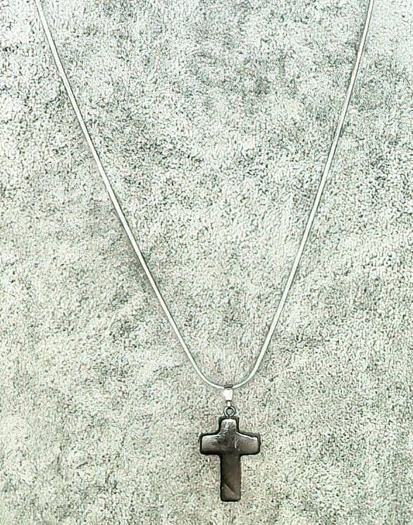 Agate Gemstone Cross Necklace (6083869114560)