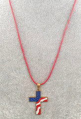 American Flag Cross Gold Color Necklace (4673329889374)