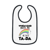 Contrast Trim Jersey Baby Bib "Ta-Da"