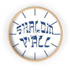 Wall Clock "Shalom Y'all" blue font